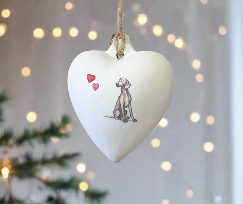 Weimaraner Ceramic Heart Bauble